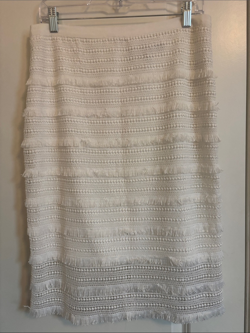 WHBM WHITE Midi Eyelit Skirt 10 #162S